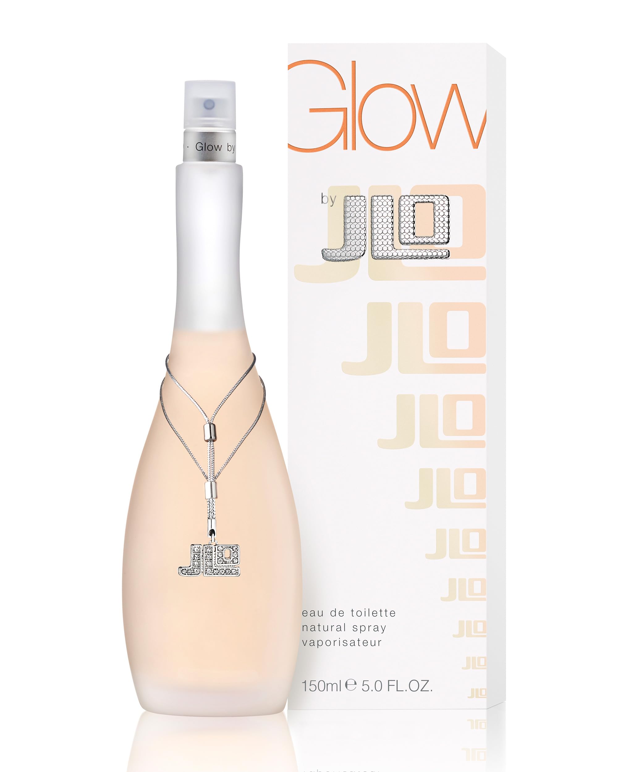 JLo Glow women perfume 5 Ounce signature bottle highlighting the rhinestone ornament