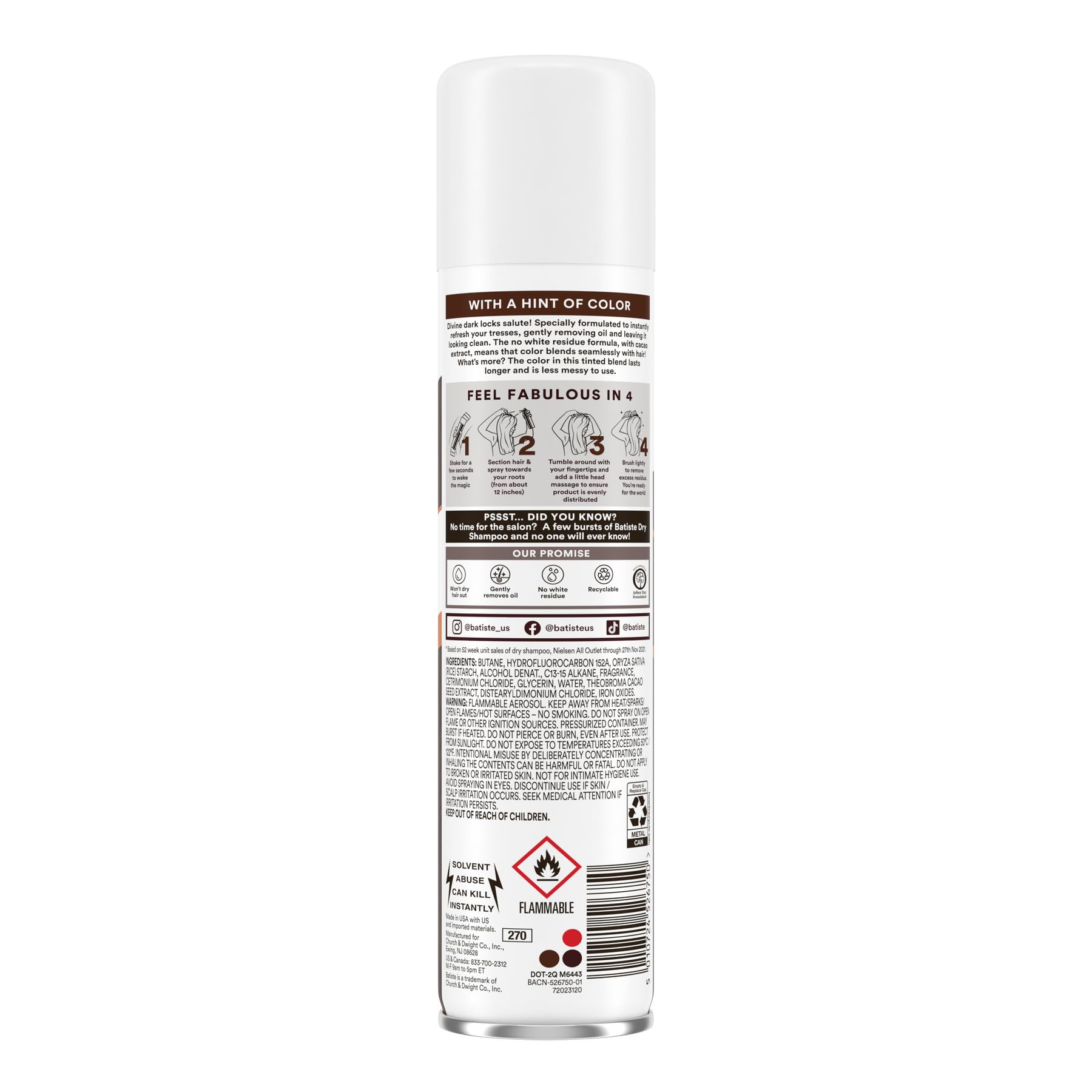 Batiste Dark Dry Shampoo spray cans for dark hair