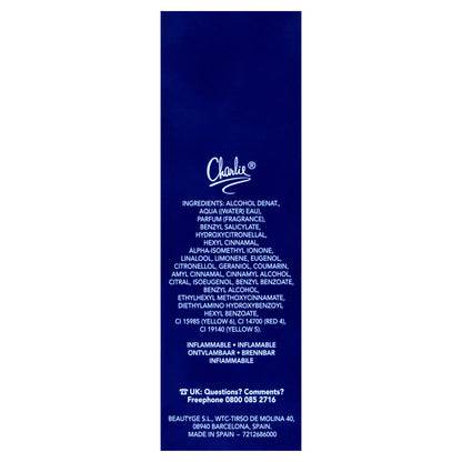 Side profile of Charlie Blue Eau de Toilette spray