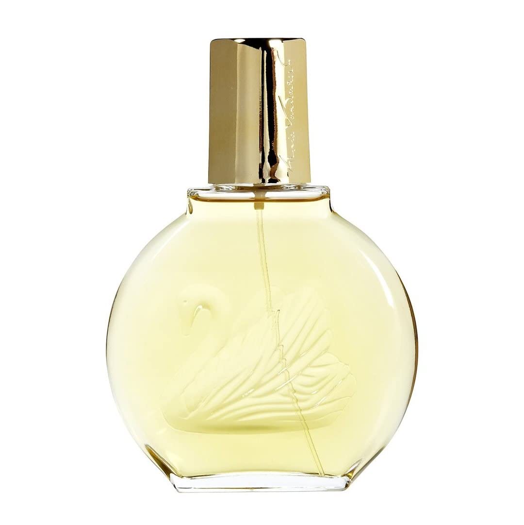 Close up of Gloria Vanderbilt perfume glass bottle