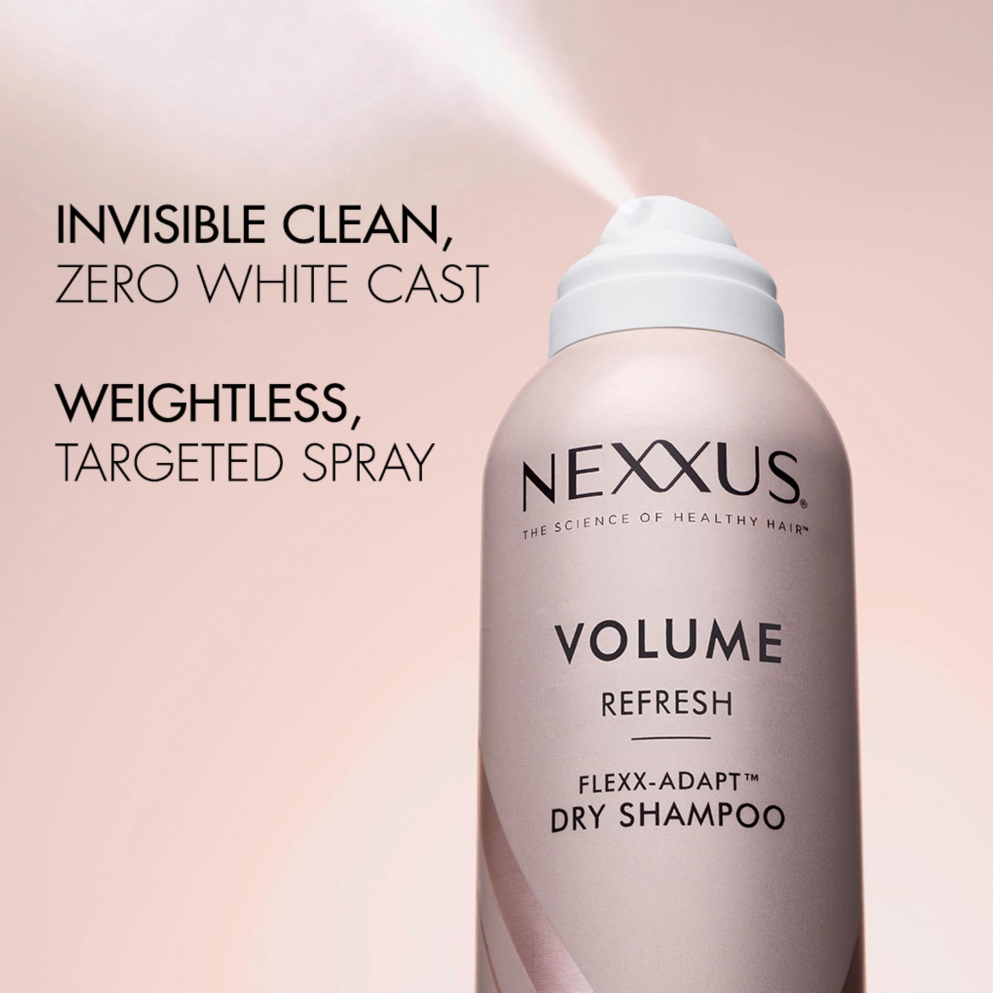 Premium Nexxus hair volume dry shampoo with biotin and collagen peptides