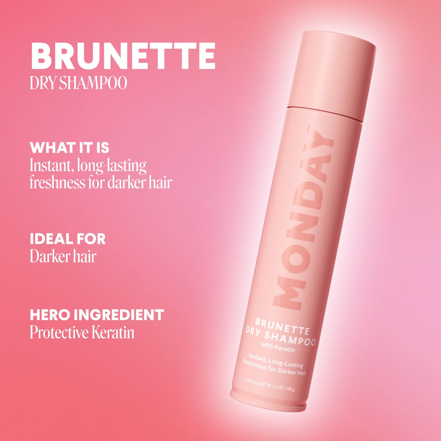 Back of Monday Haircare Brunette Dry Shampoo showing ingredients