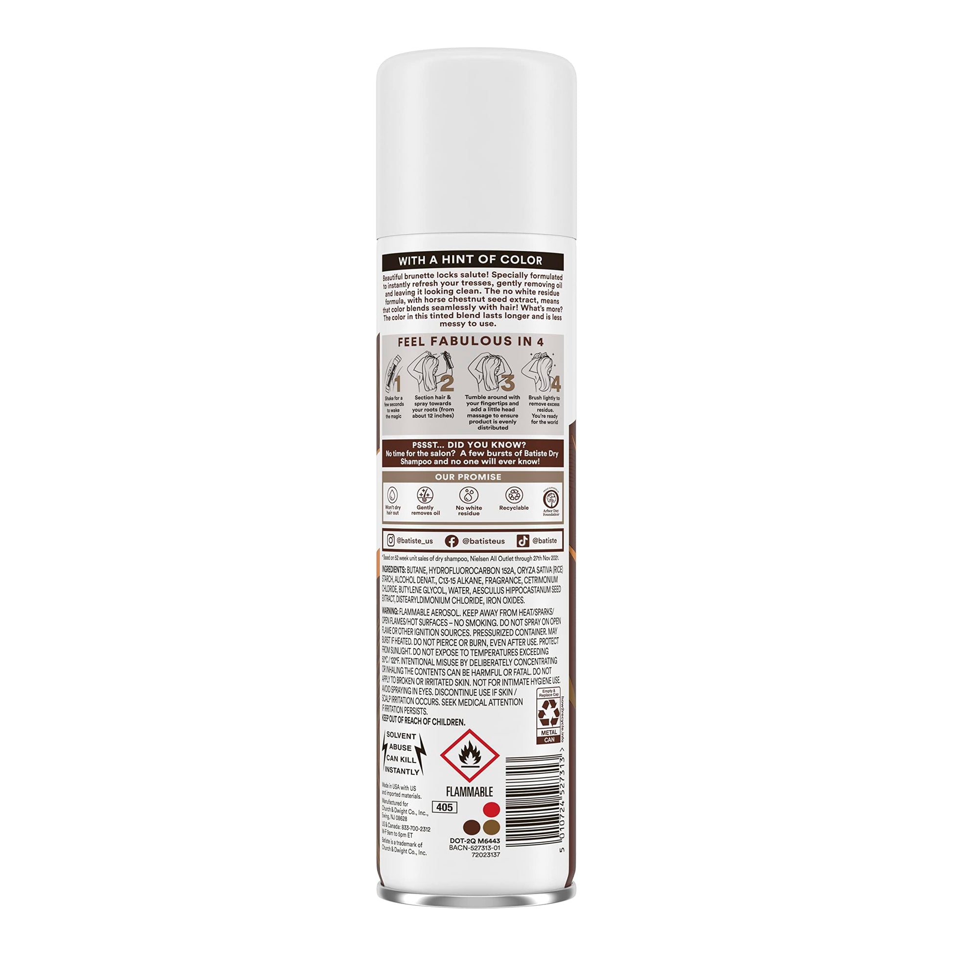 Batiste Brunette dry shampoo bottle for dark hair