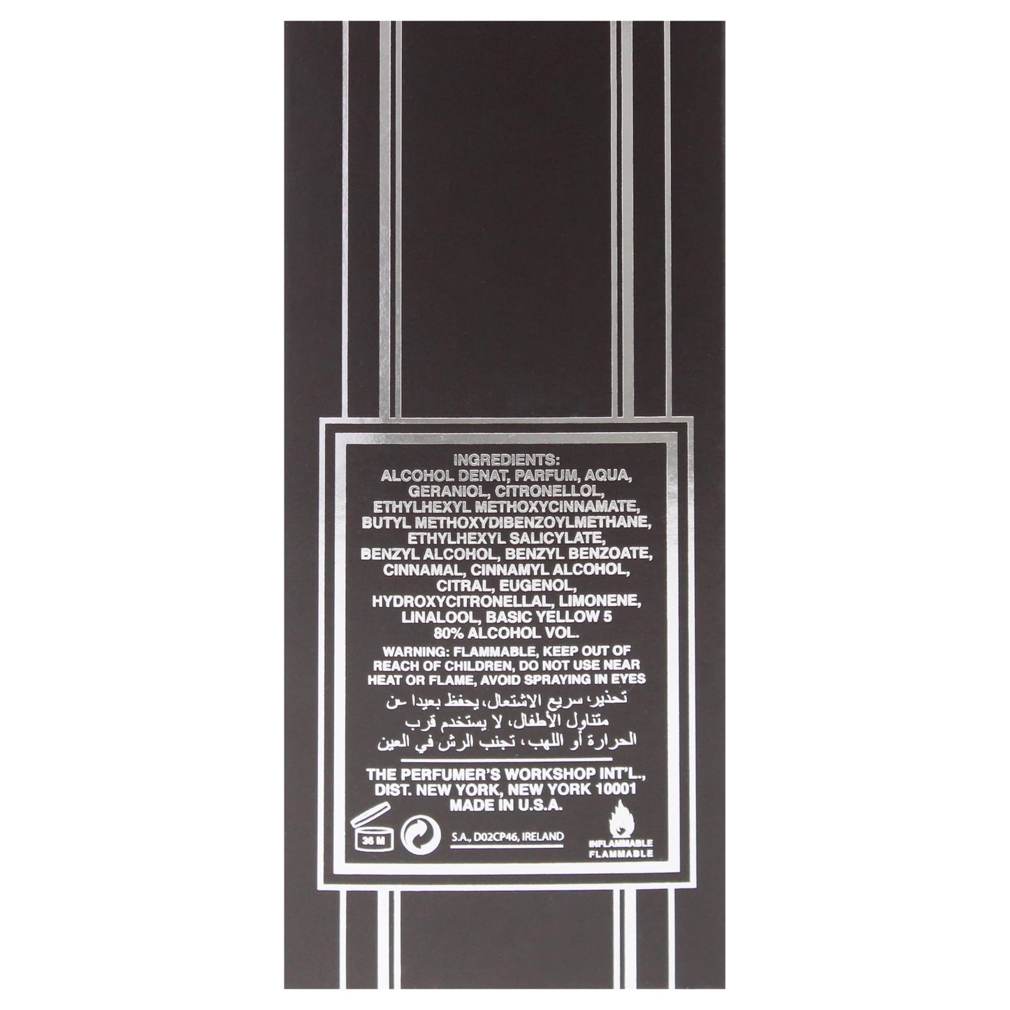 Tea Rose by Perfumers Workshop packaging box showing ingredients list