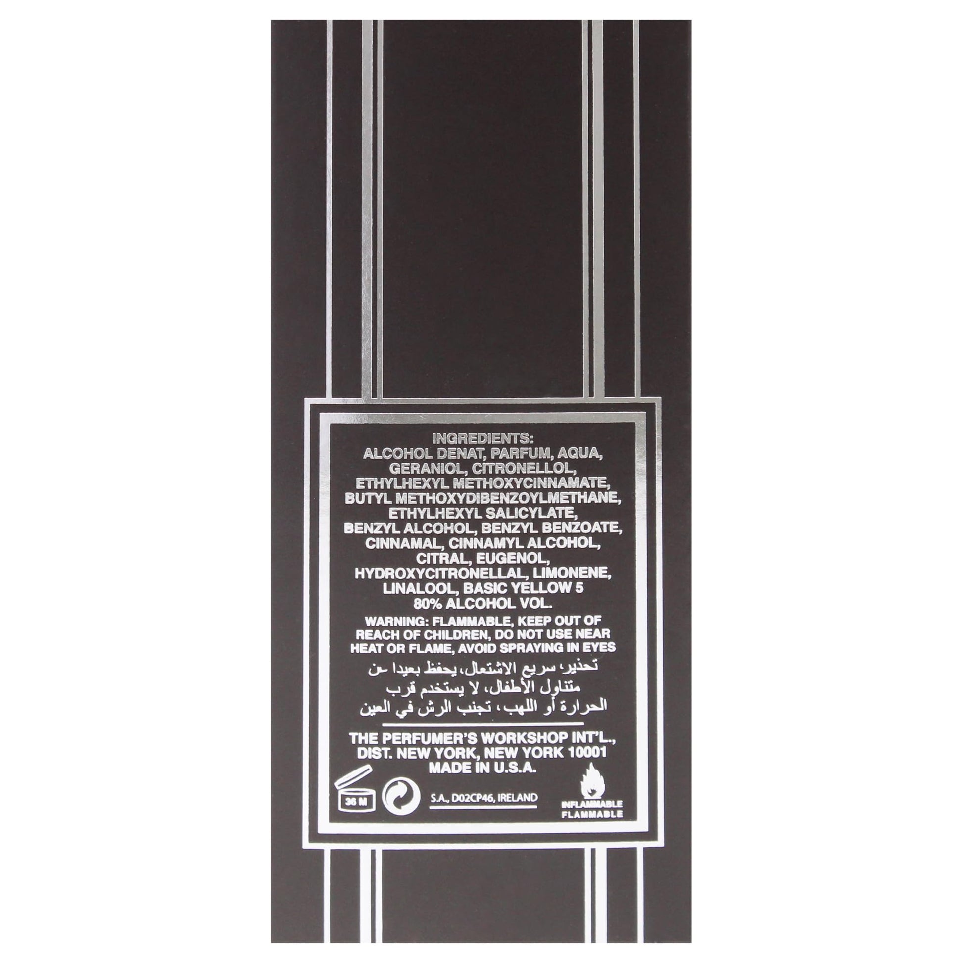 Tea Rose by Perfumers Workshop packaging box showing ingredients list