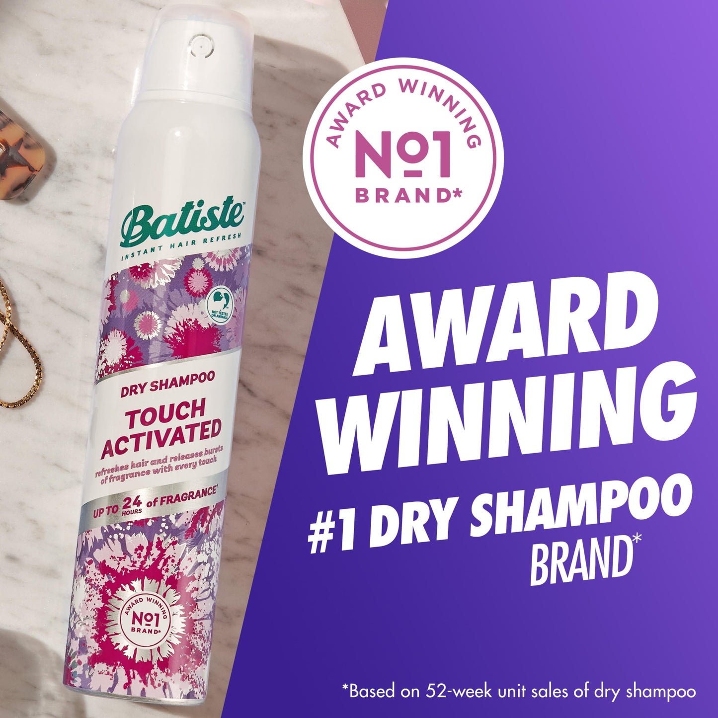 Model using Batiste dry shampoo on roots for volume