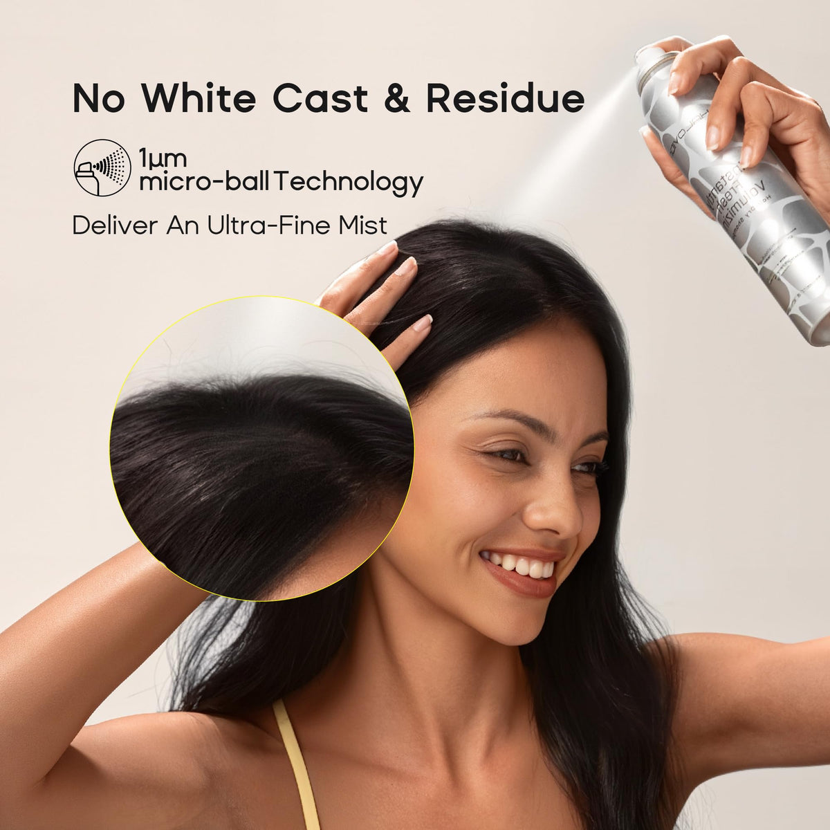 Halovida dry shampoo spray nozzle application view