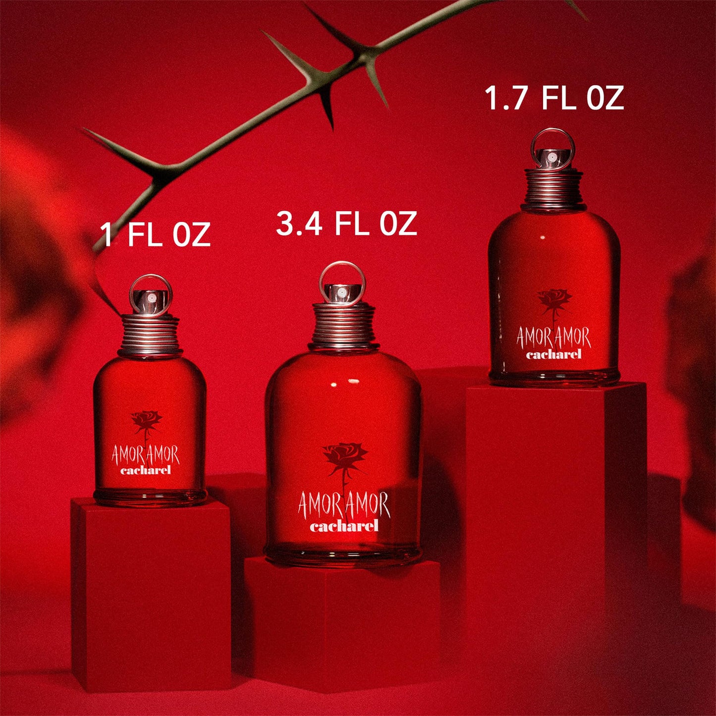 Professional studio shot of Cacharel Amor Amor perfume bottle