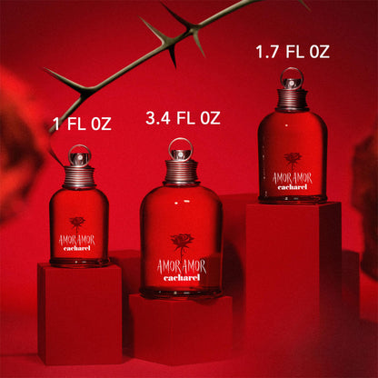 Professional studio shot of Cacharel Amor Amor perfume bottle