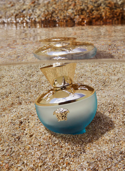Versace Dylan Turquoise perfume bottle on display