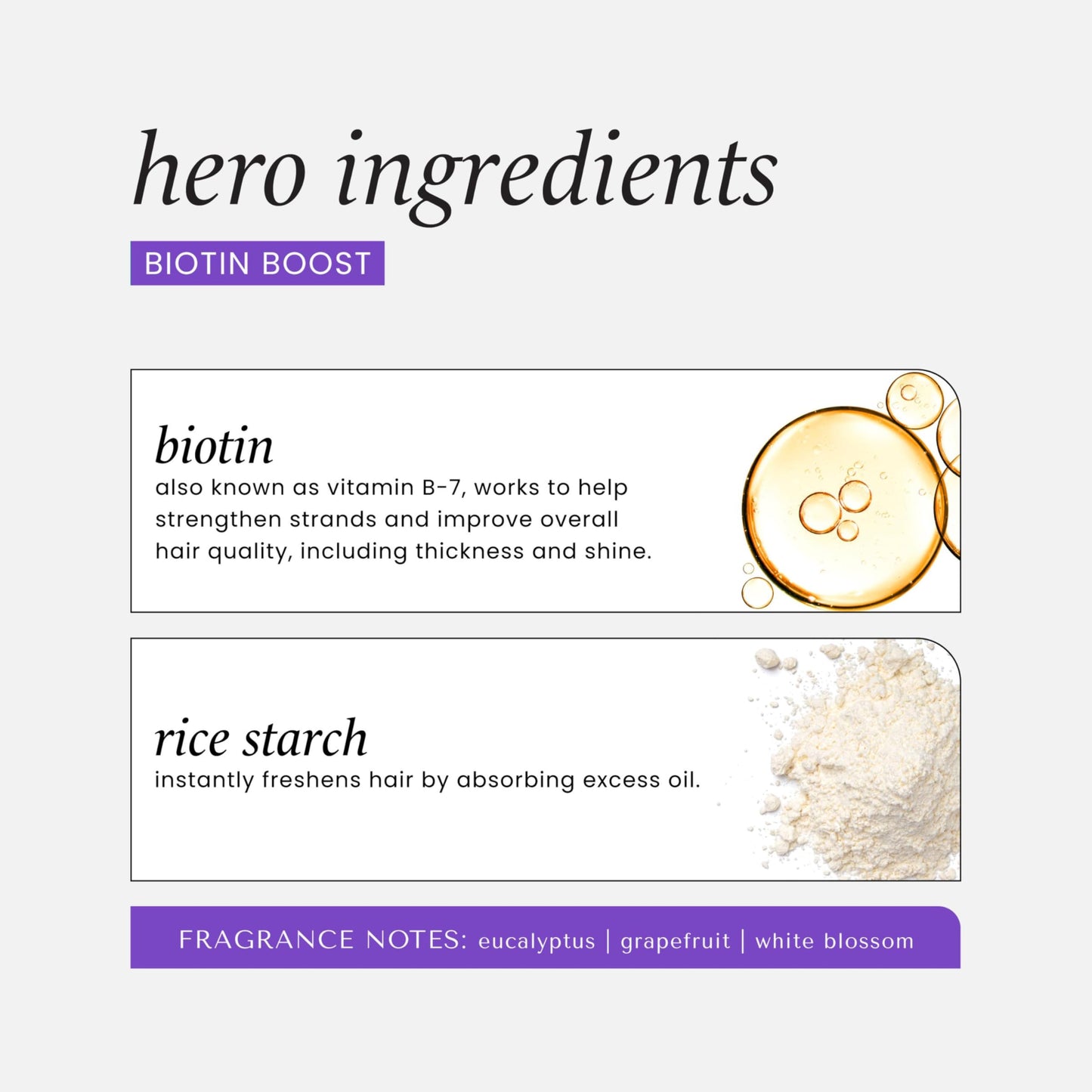 Close up of Hask Biotin Boost branding on dry shampoo packaging