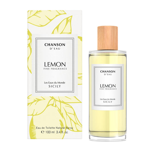 Chanson DEau Les Eaux Du Monde Lemon perfume showing sleek glass packaging