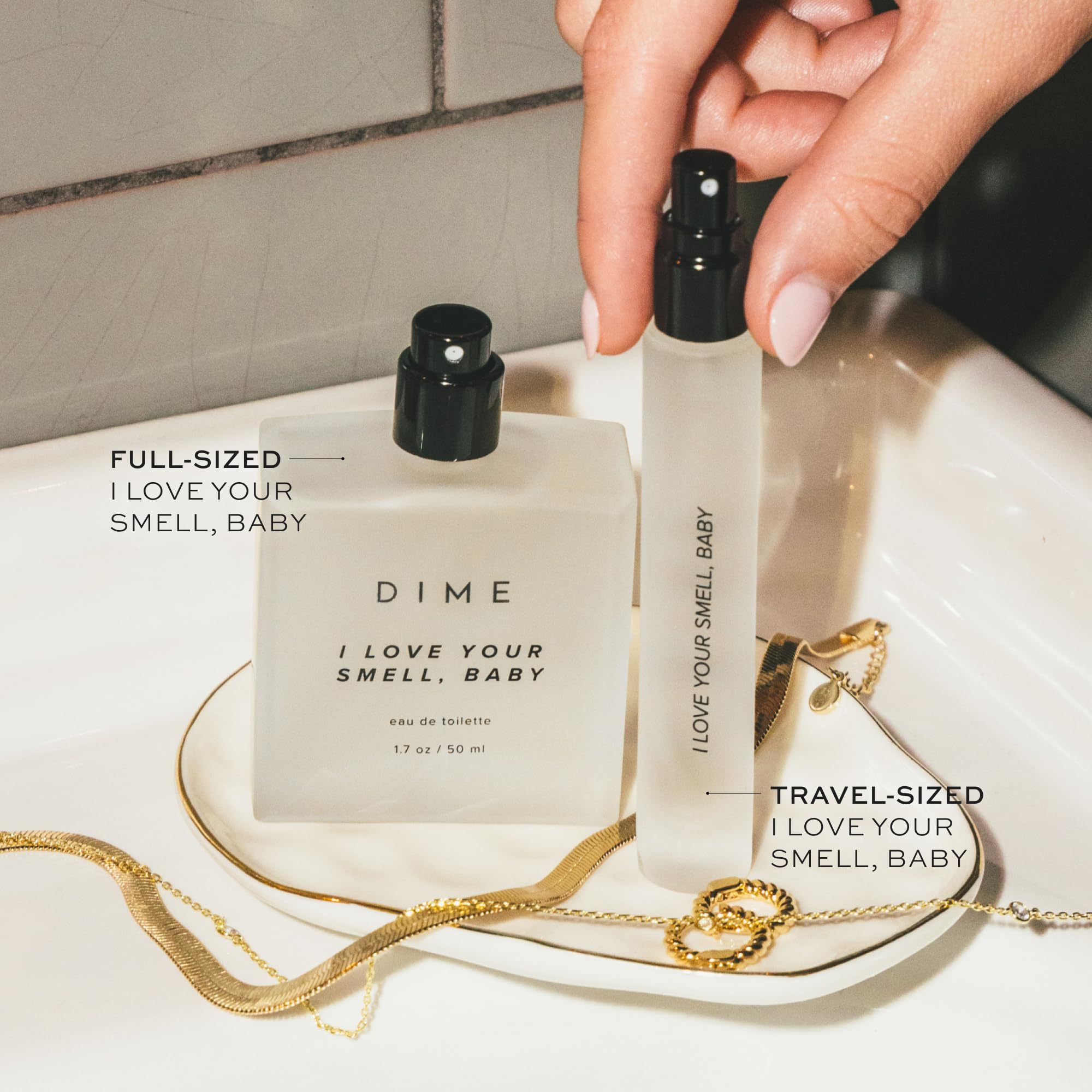 DIME Beauty I Love Your Smell Baby fruity gourmand perfume spray close up.