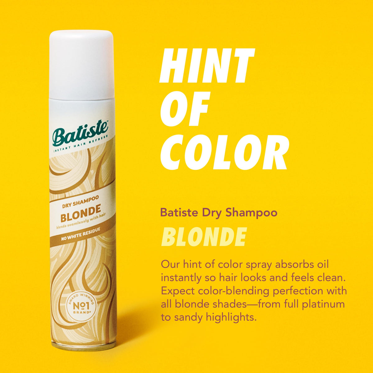 Batiste waterless tinted dry shampoo for blonde hair application roots view