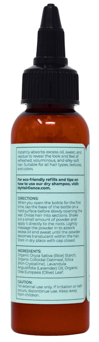 Hair Dance natural organic dry shampoo powder bottle