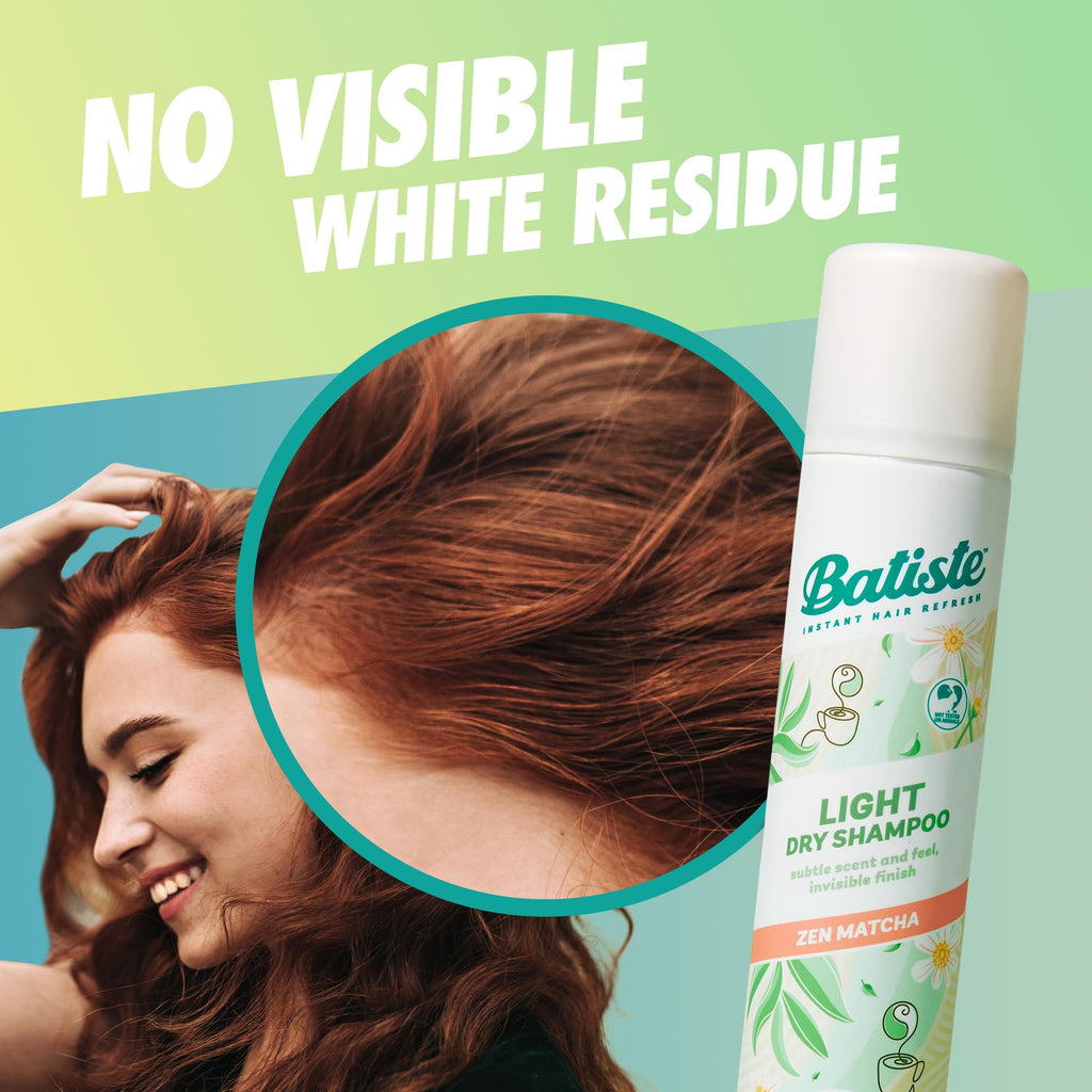 Close up of Batiste Zen Matcha dry shampoo label
