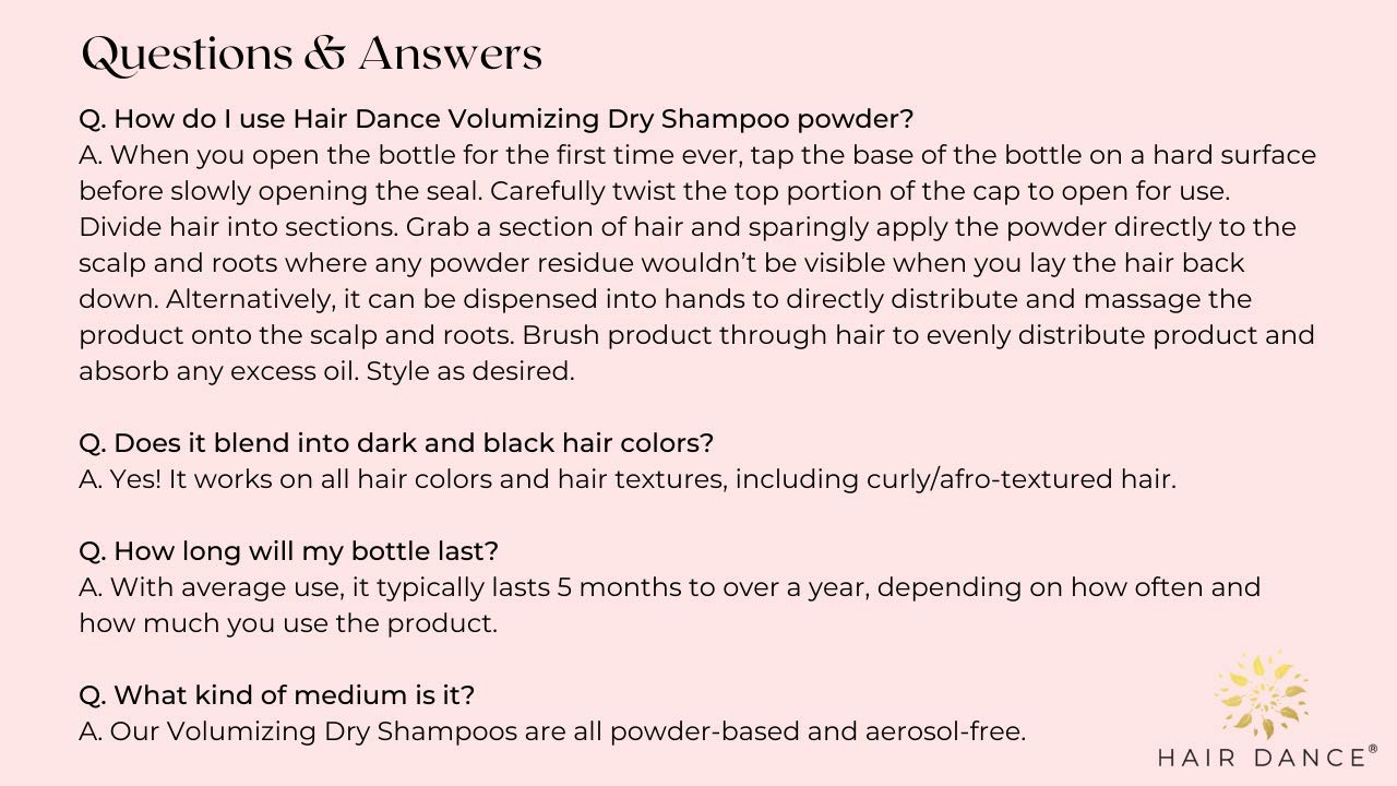 Hair Dance dry shampoo powder application at hair roots