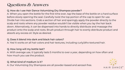 Hair Dance dry shampoo powder application at hair roots