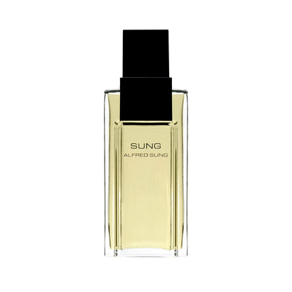 Close up of Alfred Sung Eau De Toilette branding on bottle