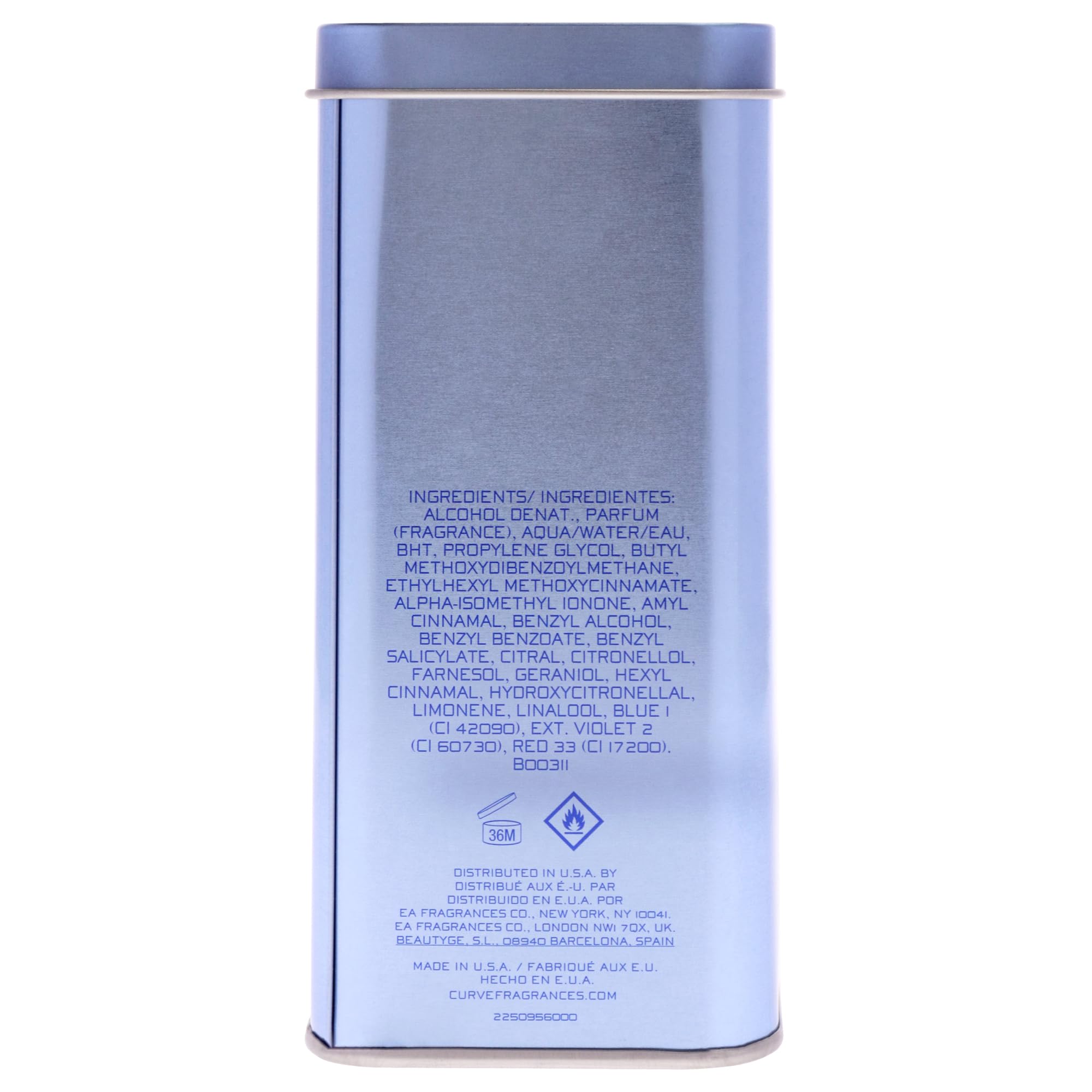 Side profile of Curve for Women 3.4 fluid ounce glass bottle