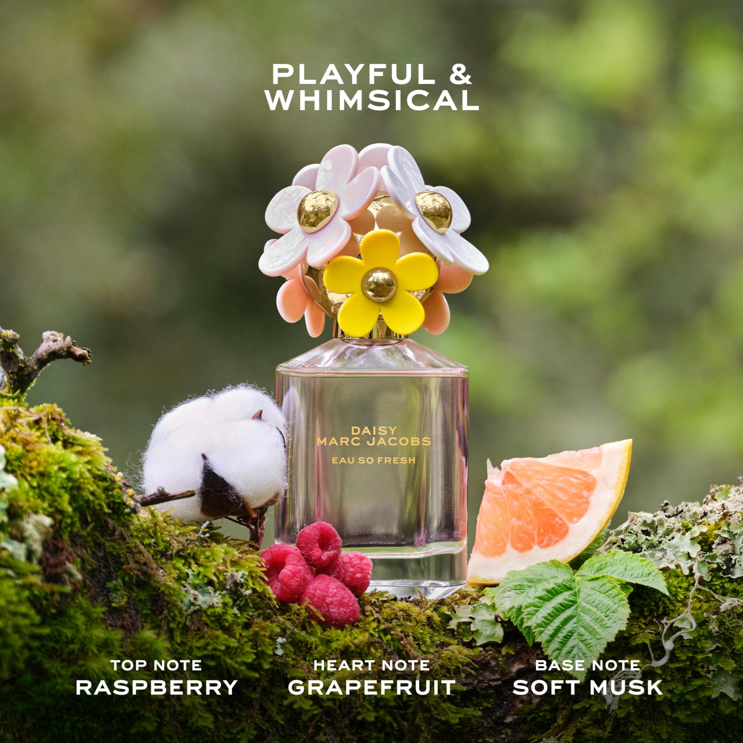 Marc Jacobs Daisy Eau So Fresh bottle design floral cap