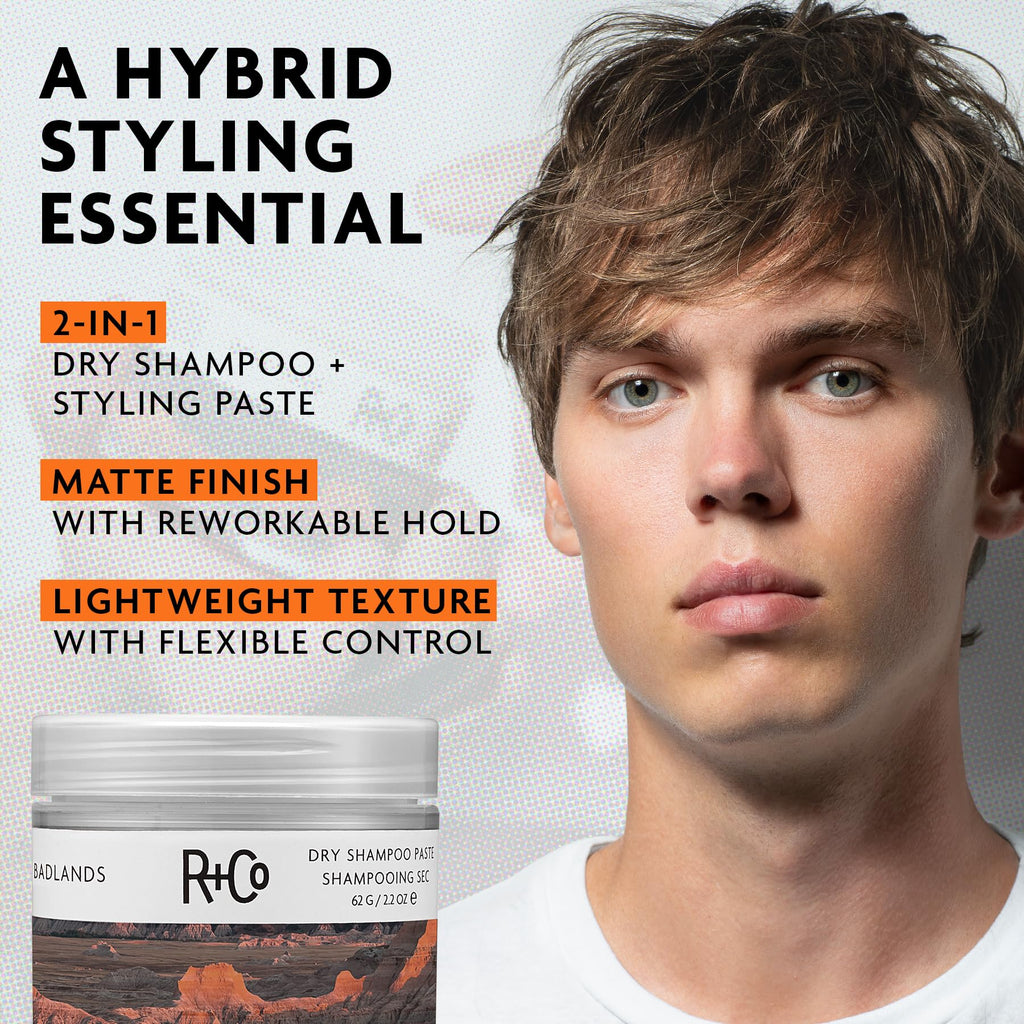 R+Co Badlands Dry Shampoo Paste texture demonstration