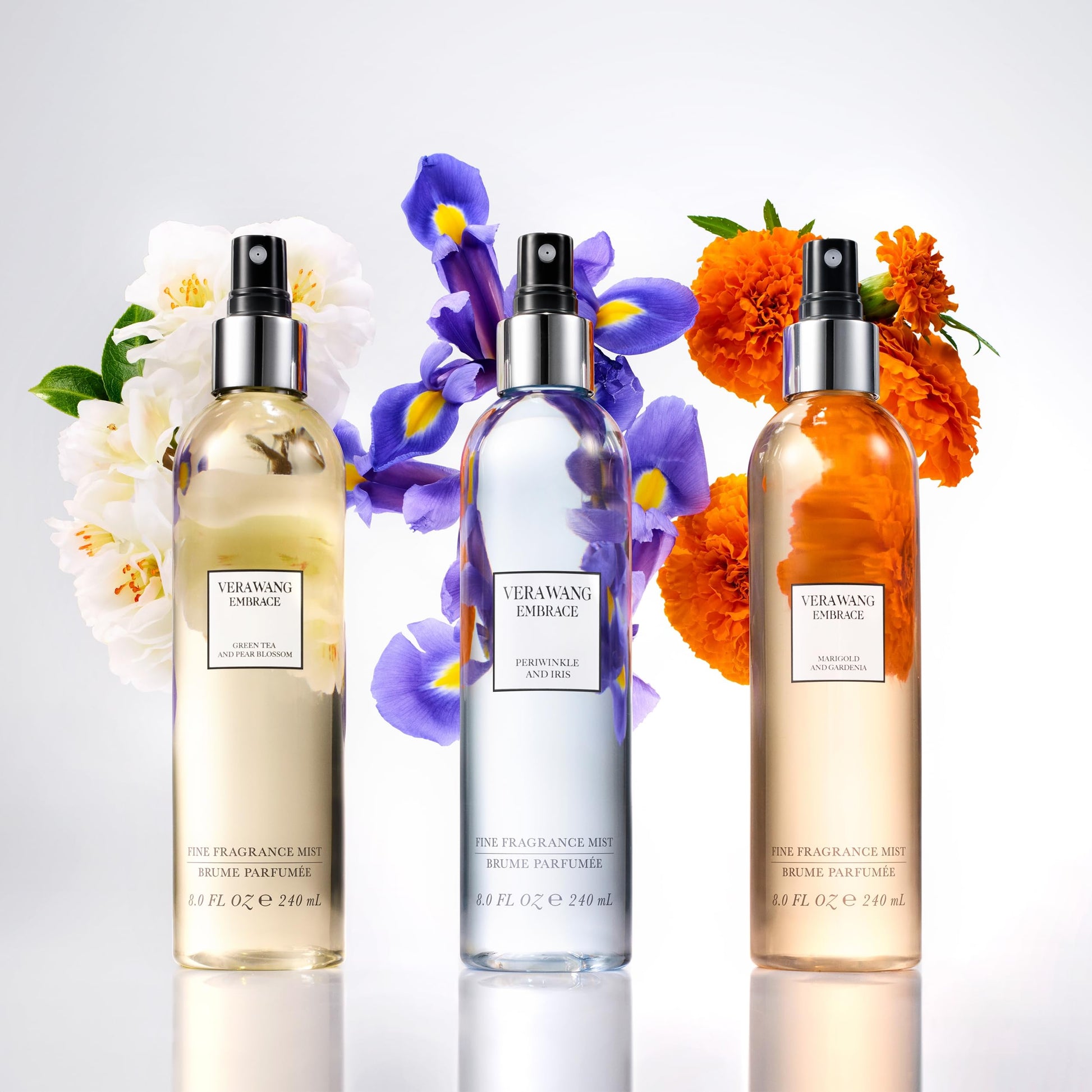 Side profile of Vera Wang Embrace body mist spray bottle