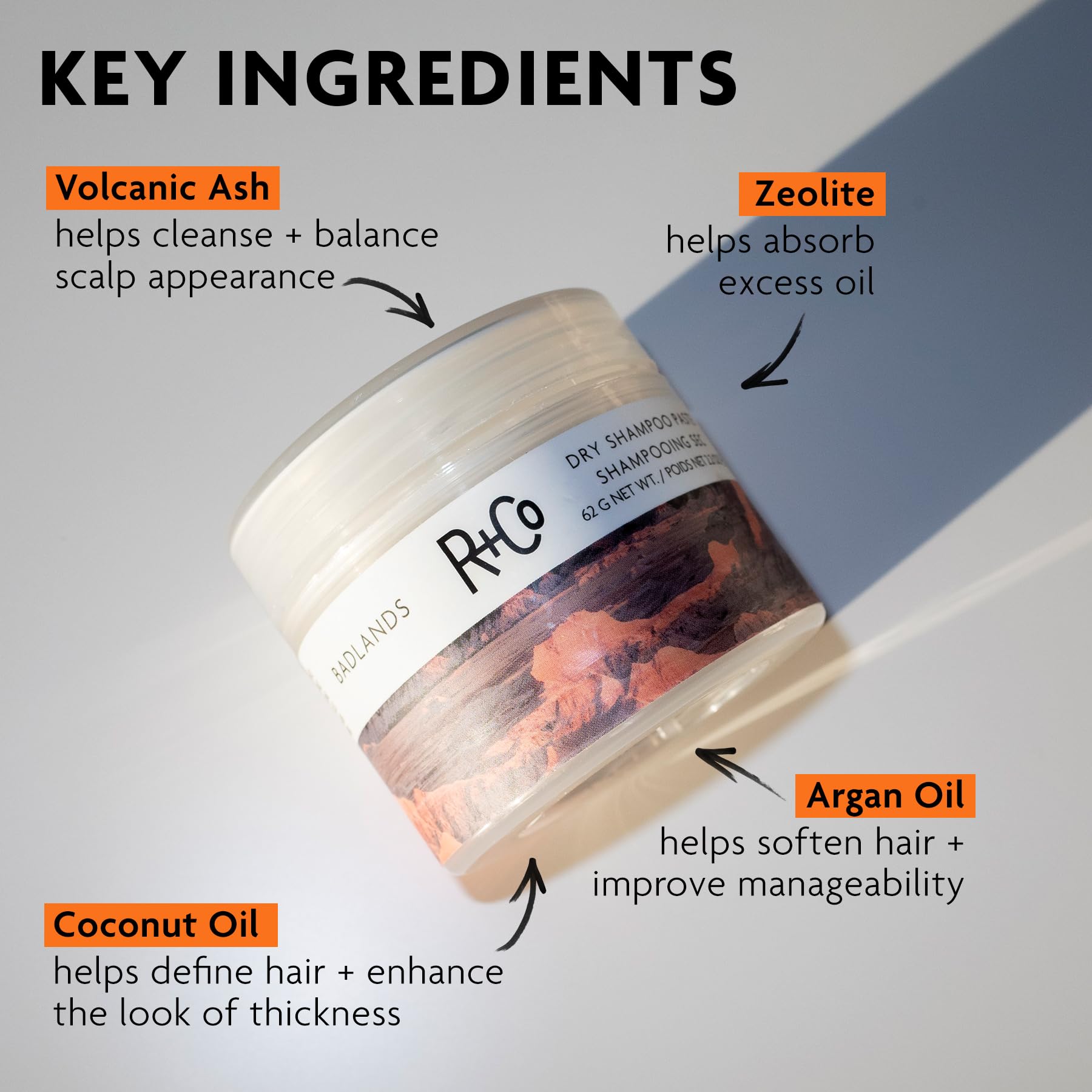 R+Co Badlands vegan and cruelty-free hair paste label details