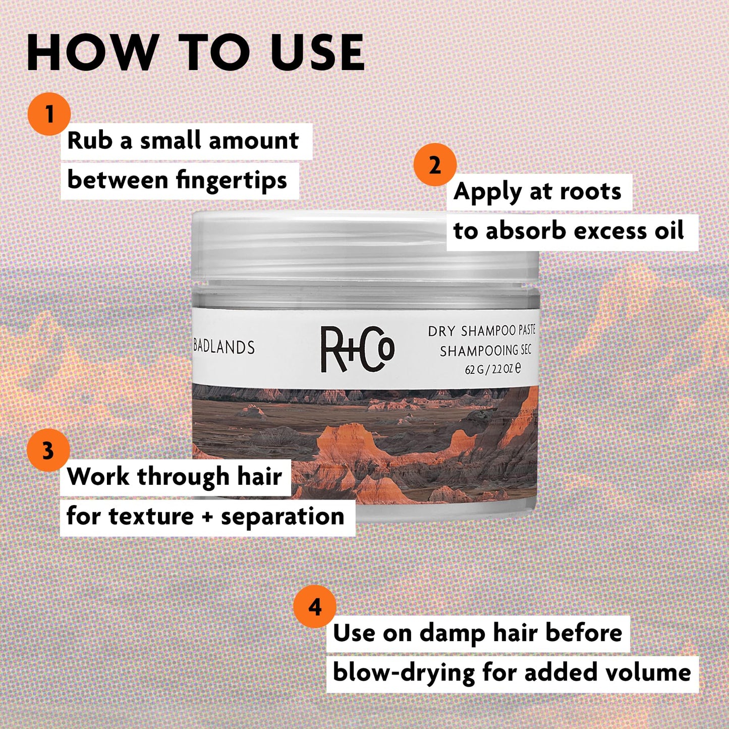 R+Co Badlands volumizing hair paste container on white background