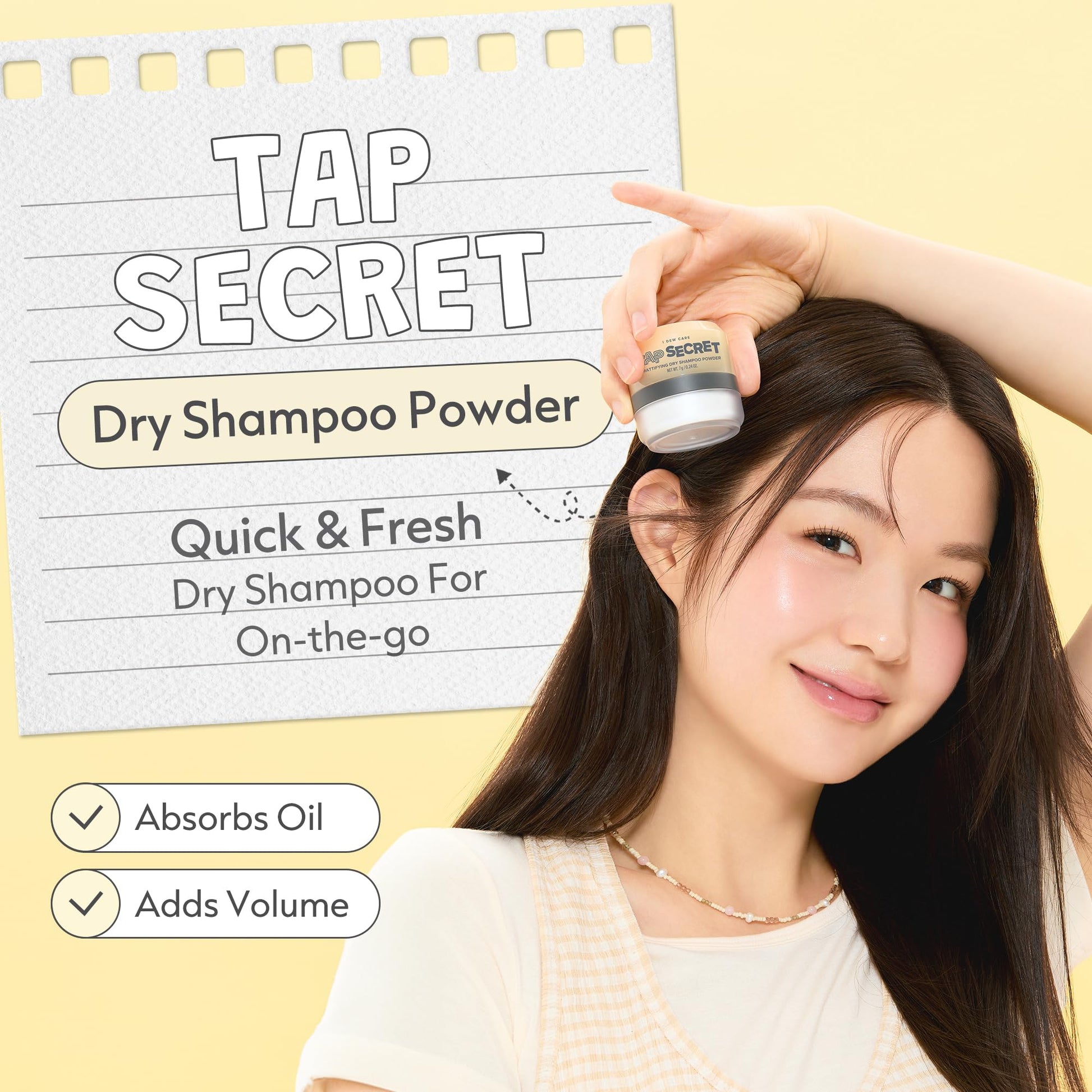 I DEW CARE volumizing non-aerosol dry shampoo powder puff applicator close up