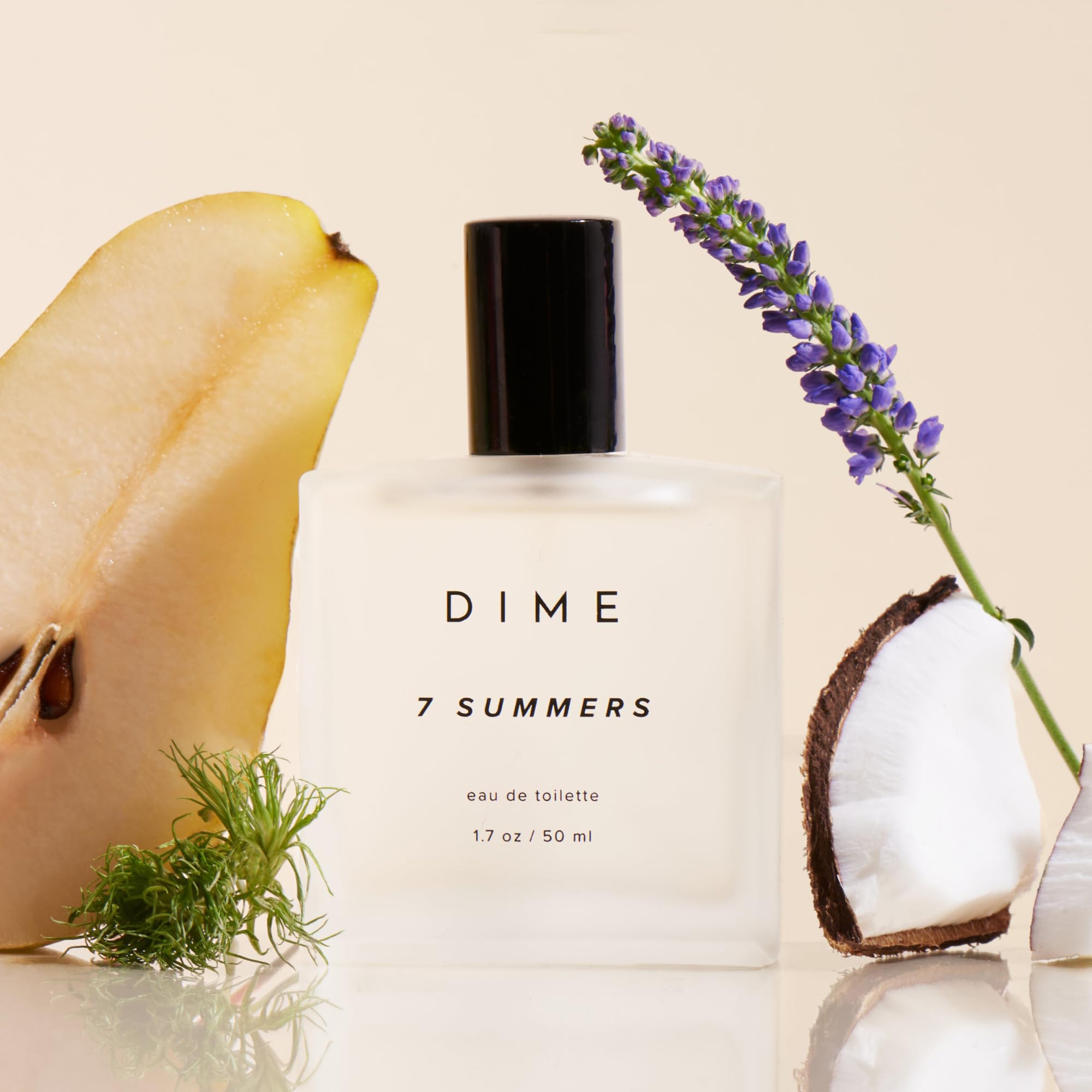 Close up of DIME Beauty 7 Summers perfume label