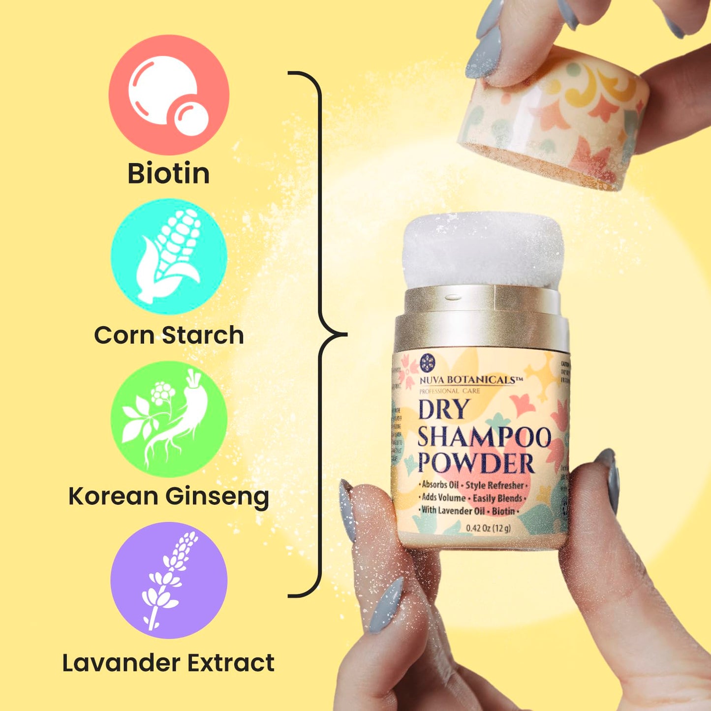 Nuva Botanicals dry shampoo powder applicator brush