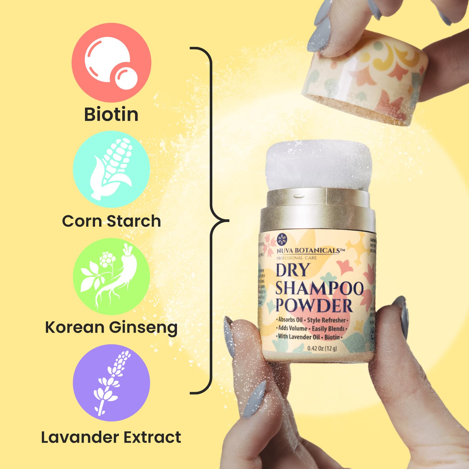 Nuva Botanicals dry shampoo powder applicator brush