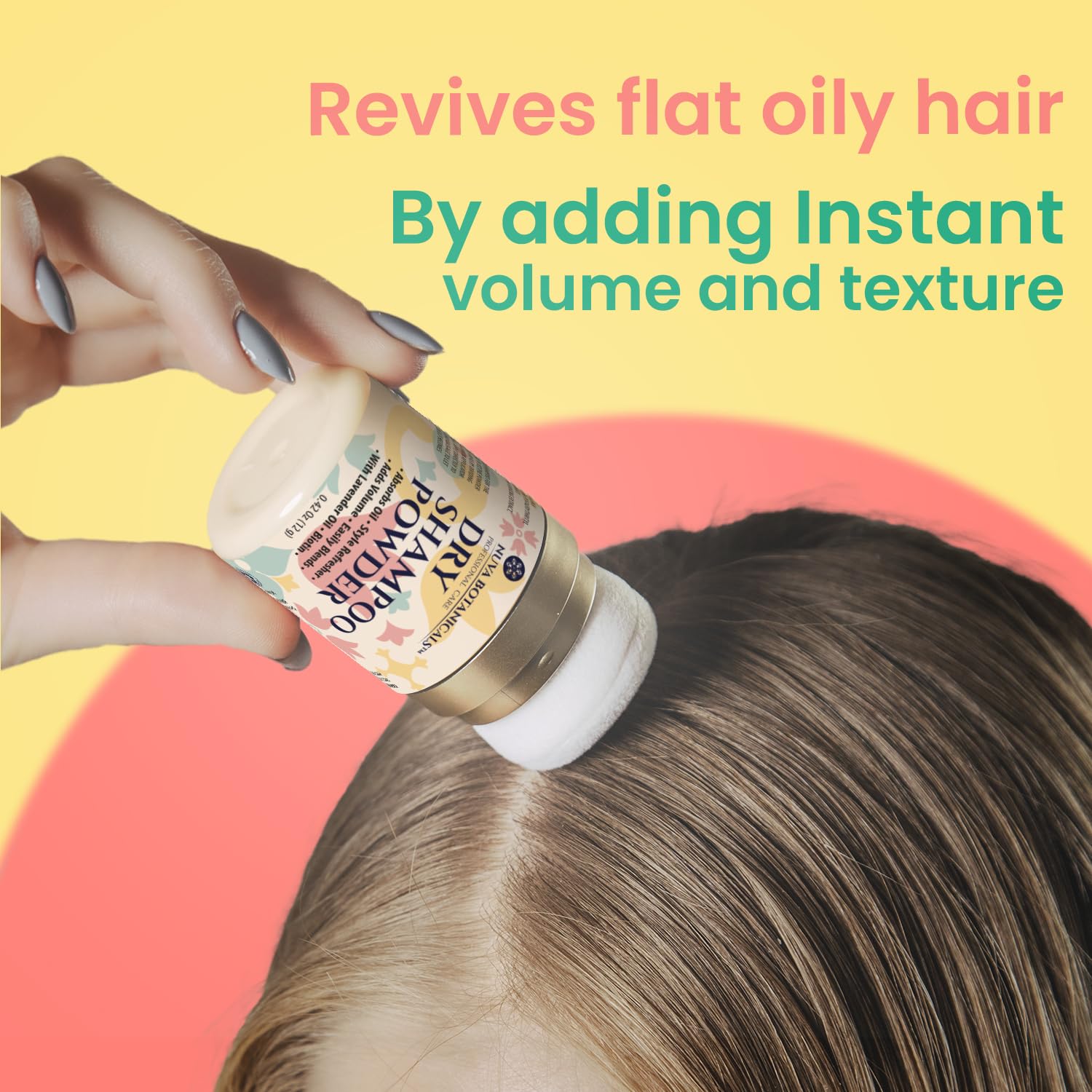 Travel size lavender scented dry shampoo powder
