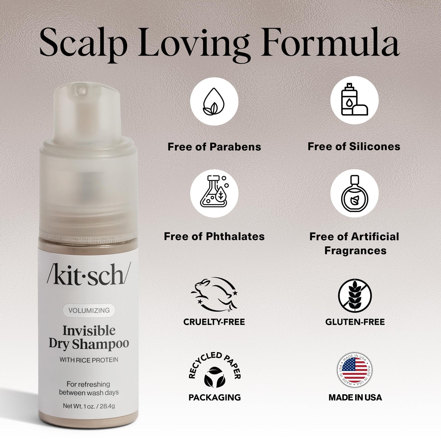 Professional hair styled with Kitsch dry shampoo