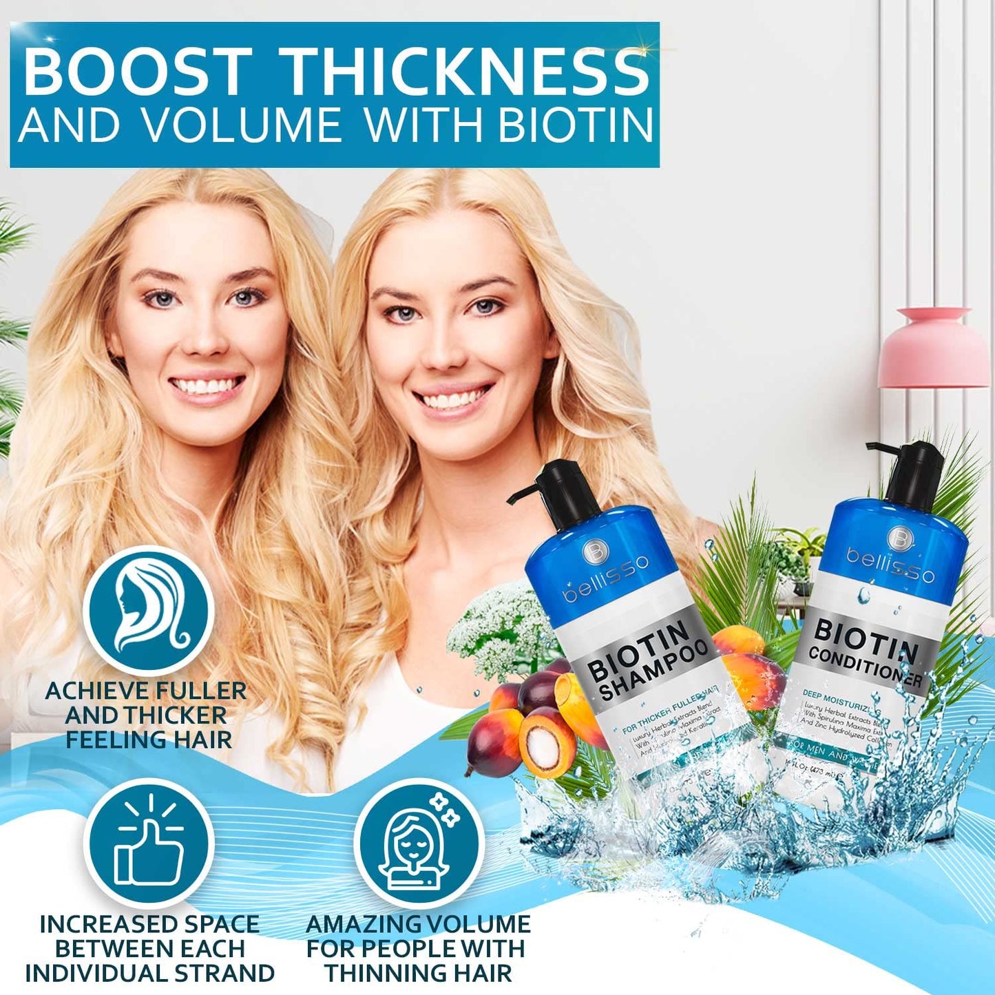 Sulfate and paraben free biotin shampoo bottle with ingredients list visible