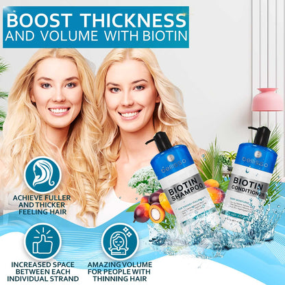 Sulfate and paraben free biotin shampoo bottle with ingredients list visible