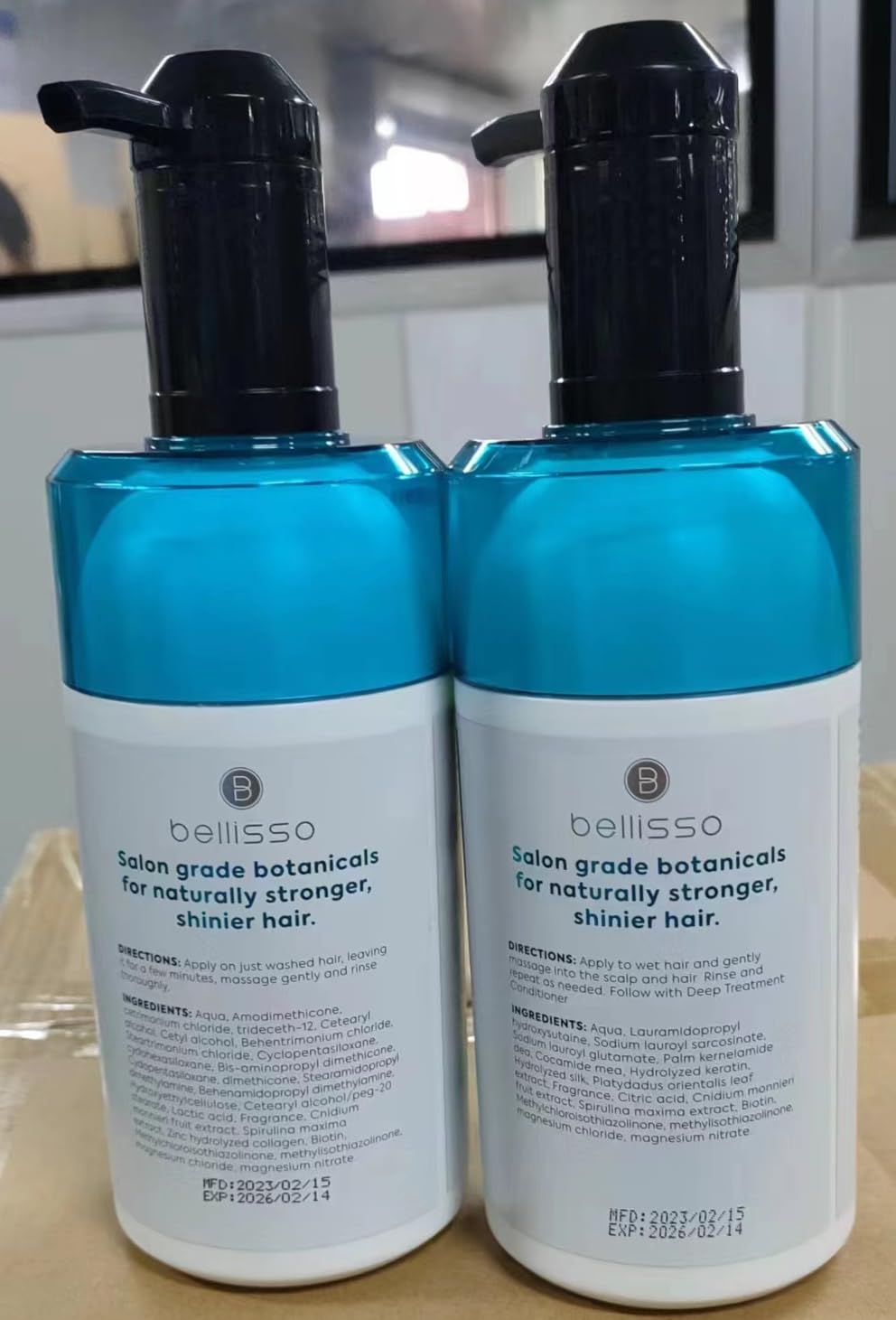 Two sixteen fluid ounce bottles of BELLISSO biotin treatment set