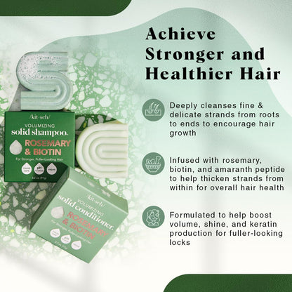 Kitsch Rosemary and Biotin thickening hair care bars being lathered up with water.