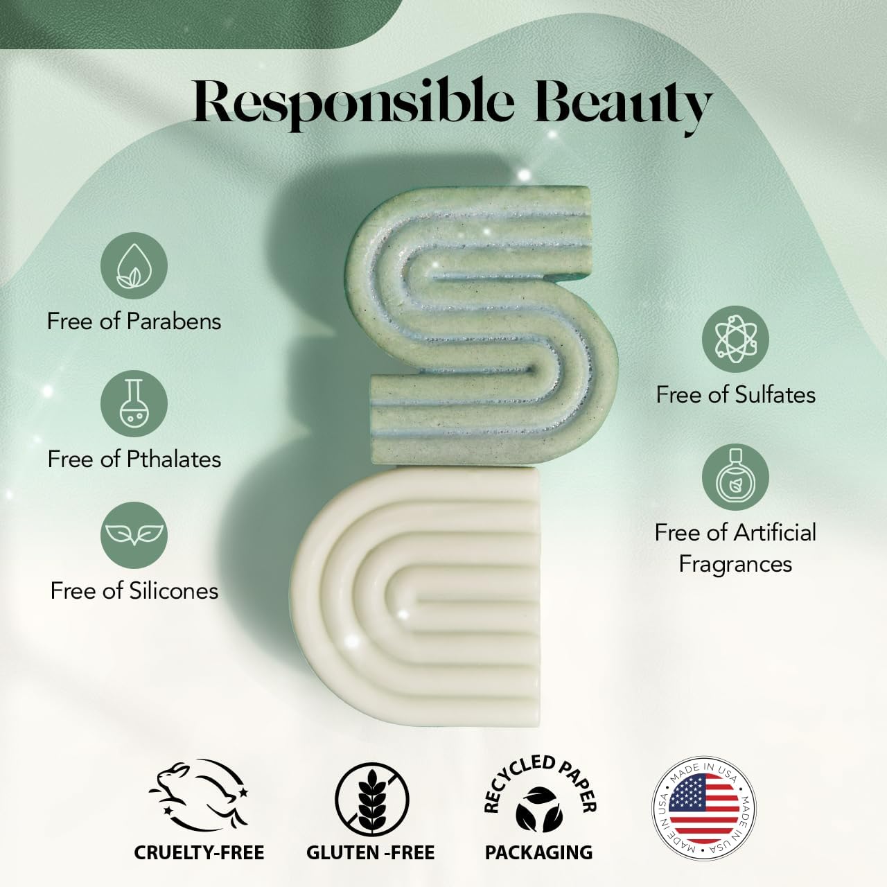 Side view of Kitsch zero waste bottle free beauty bar packaging showcasing sustainable sourcing.