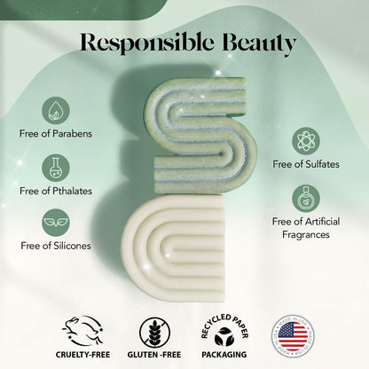 Side view of Kitsch zero waste bottle free beauty bar packaging showcasing sustainable sourcing.