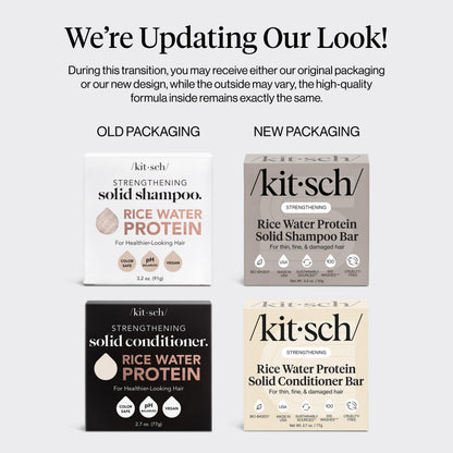 Kitsch strengthening solid shampoo bar with rice protein for fine hair damage repair