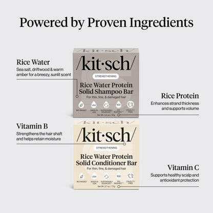 Kitsch rice water protein hair care duo packaging highlighting sulfate and paraben free formula