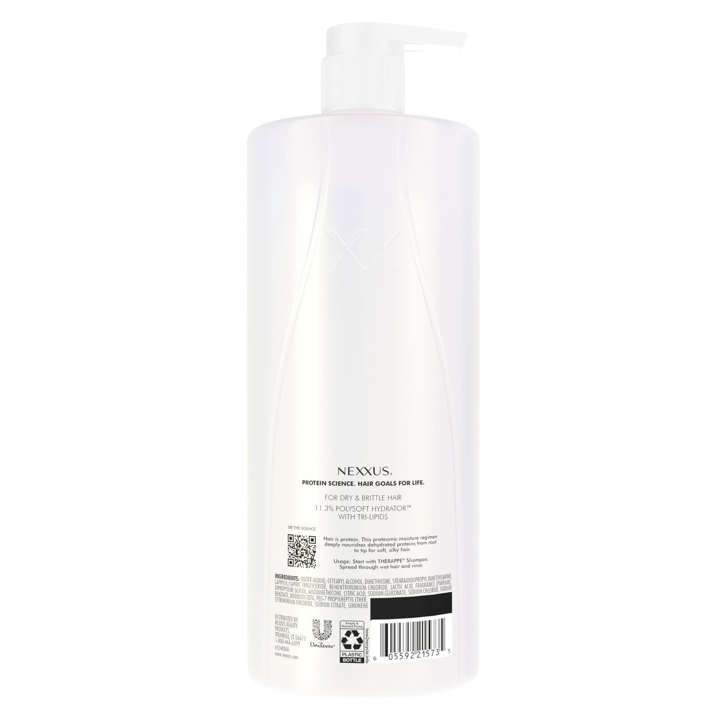 Nexxus Humectress dry hair protein conditioner back label showing directions and ingredients