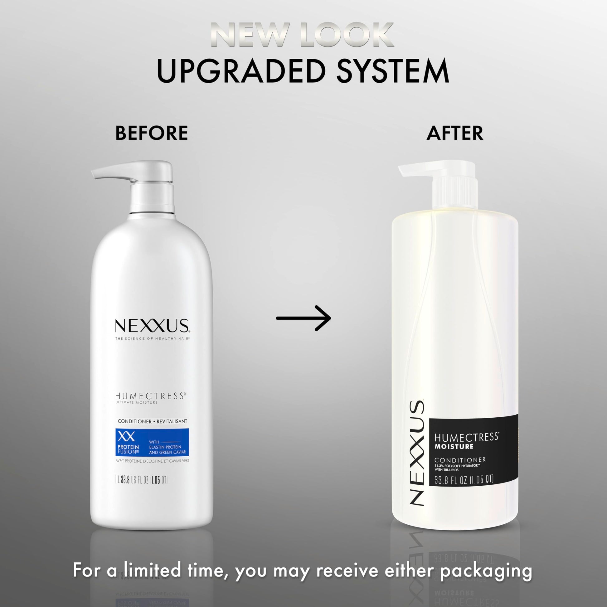 Nexxus Humectress proteinfusion elastin protein and green caviar salon conditioner close up packaging