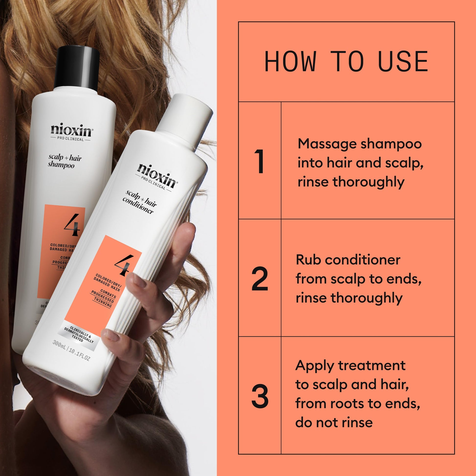 Authentic USA imported NIOXIN System Kit 4 for colored and damaged hair care