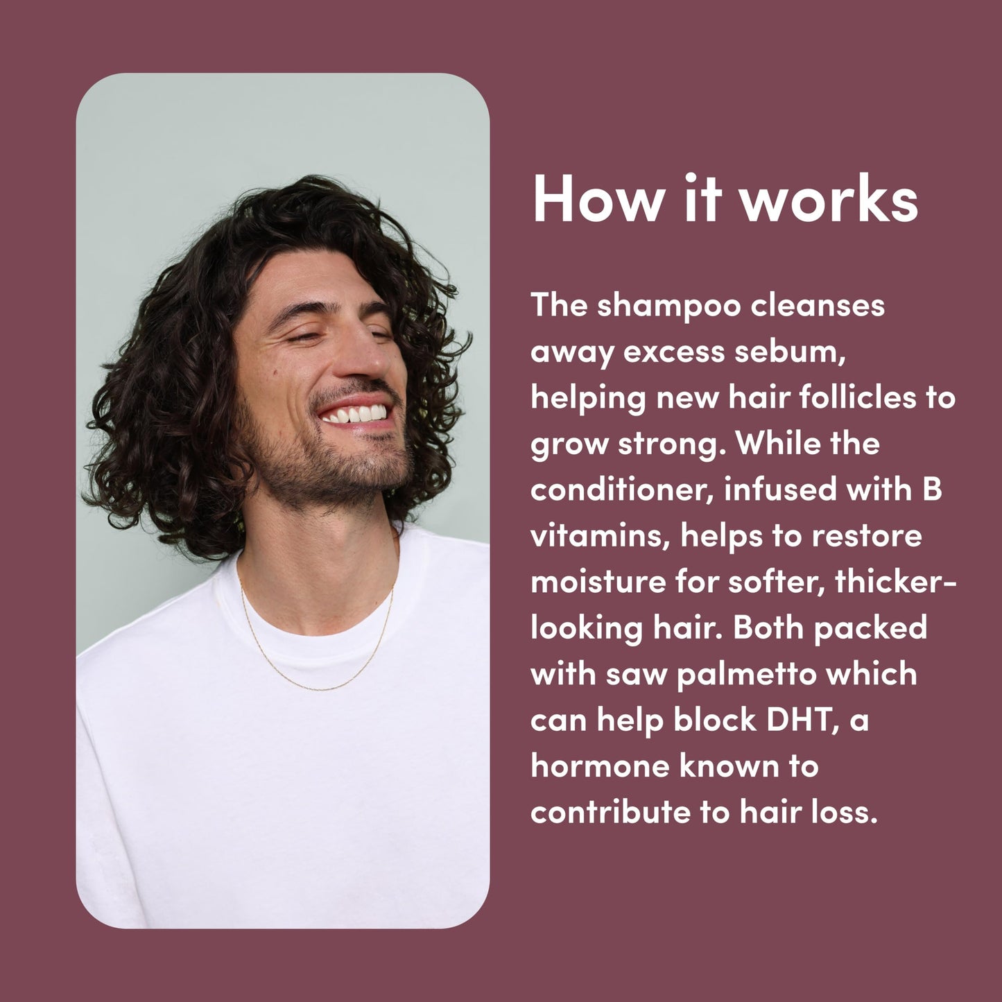 Hims volume shampoo and hydrating conditioner bottles standing side by side