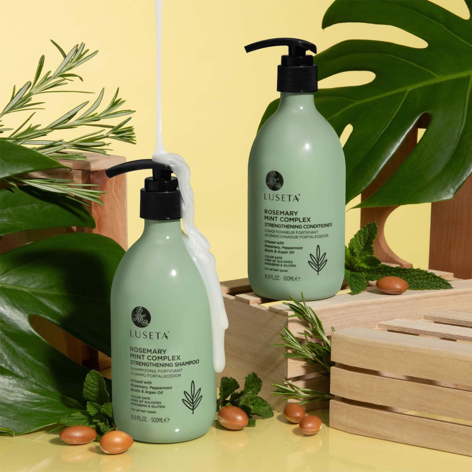 Luseta Rosemary Mint sulfate free shampoo and conditioner duo pack for thinning hair.
