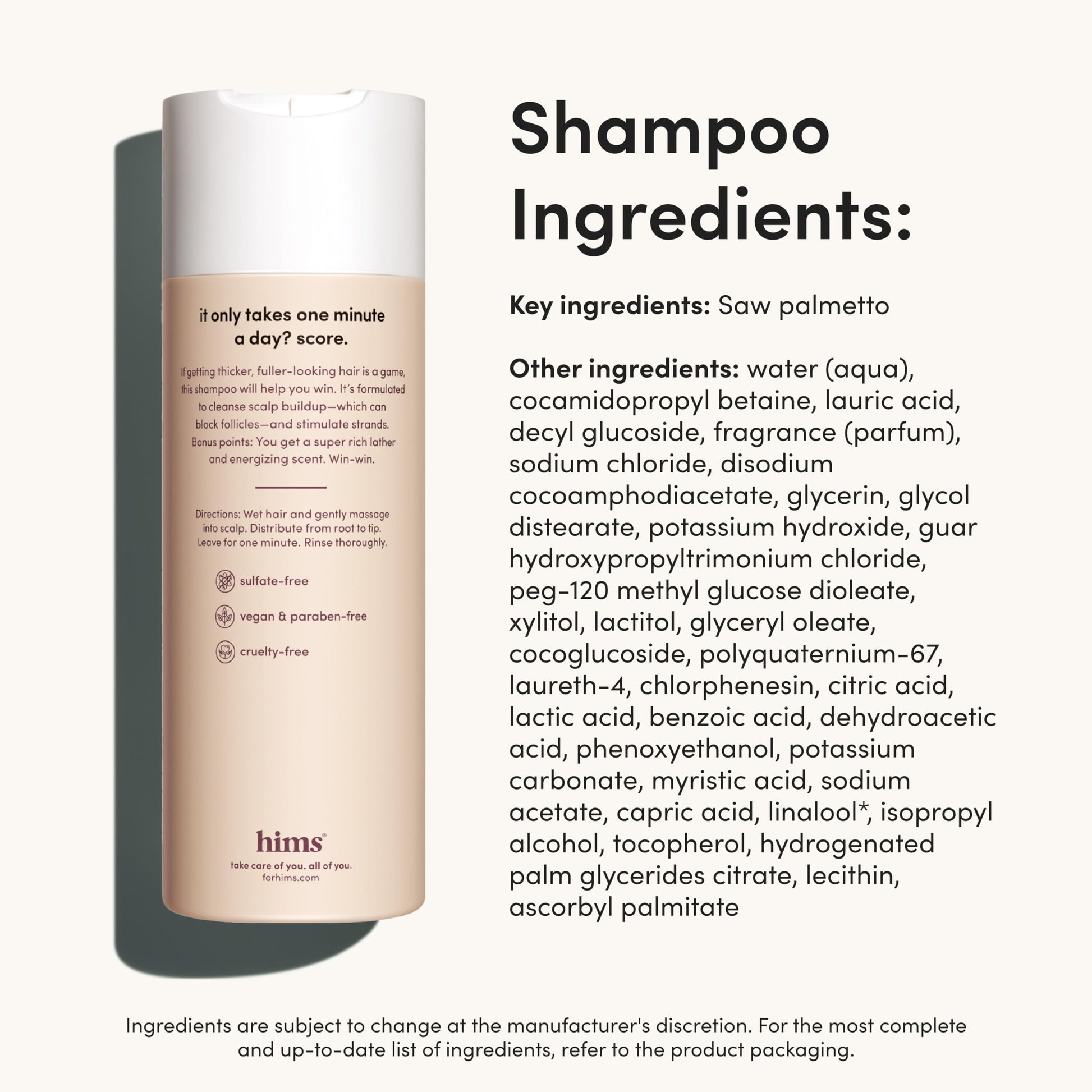 Hims Thick Fix conditioner bottle highlighting niacinamide formula for moisture lock