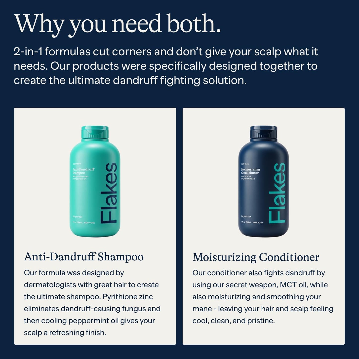 Flakes two percent pyrithione zinc shampoo bottle showing clear product label details.